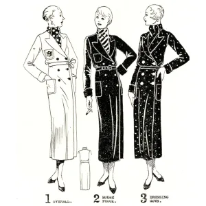 1930s Sewing Pattern: House Coat, Robe, Dress Coat, Overall - Bust 30" (76cm)
