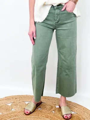 Armani - Army Green Wide Leg Cropped Jeans