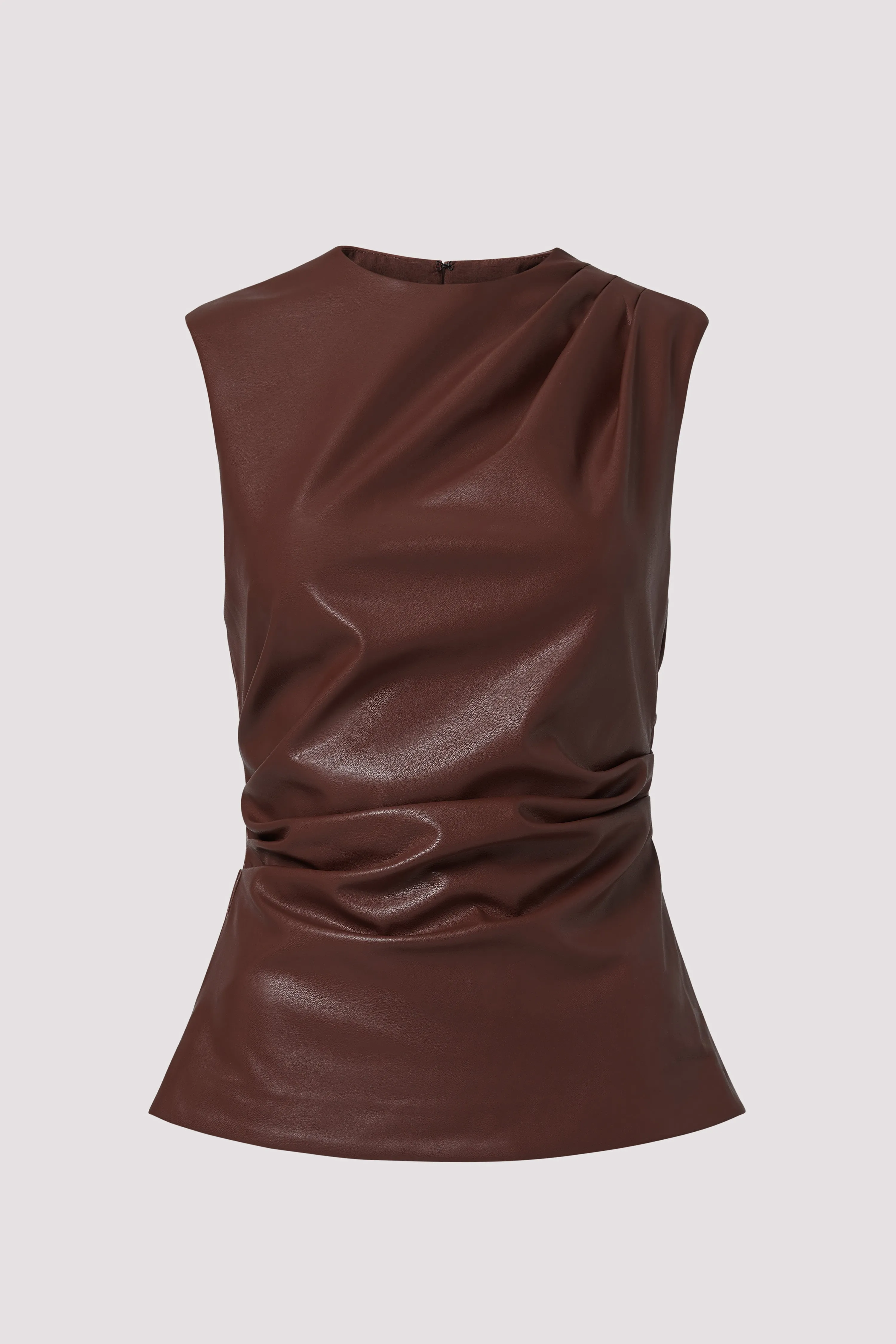 Brown Wynter Dreped Leather Tank Top
