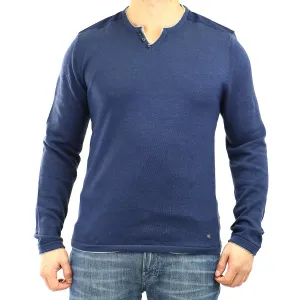Buffalo Walleys L/S Slit Neck Tee - Heather Whale - Mens
