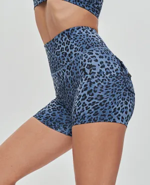 Cargo Short Shorts - Blue Leopard