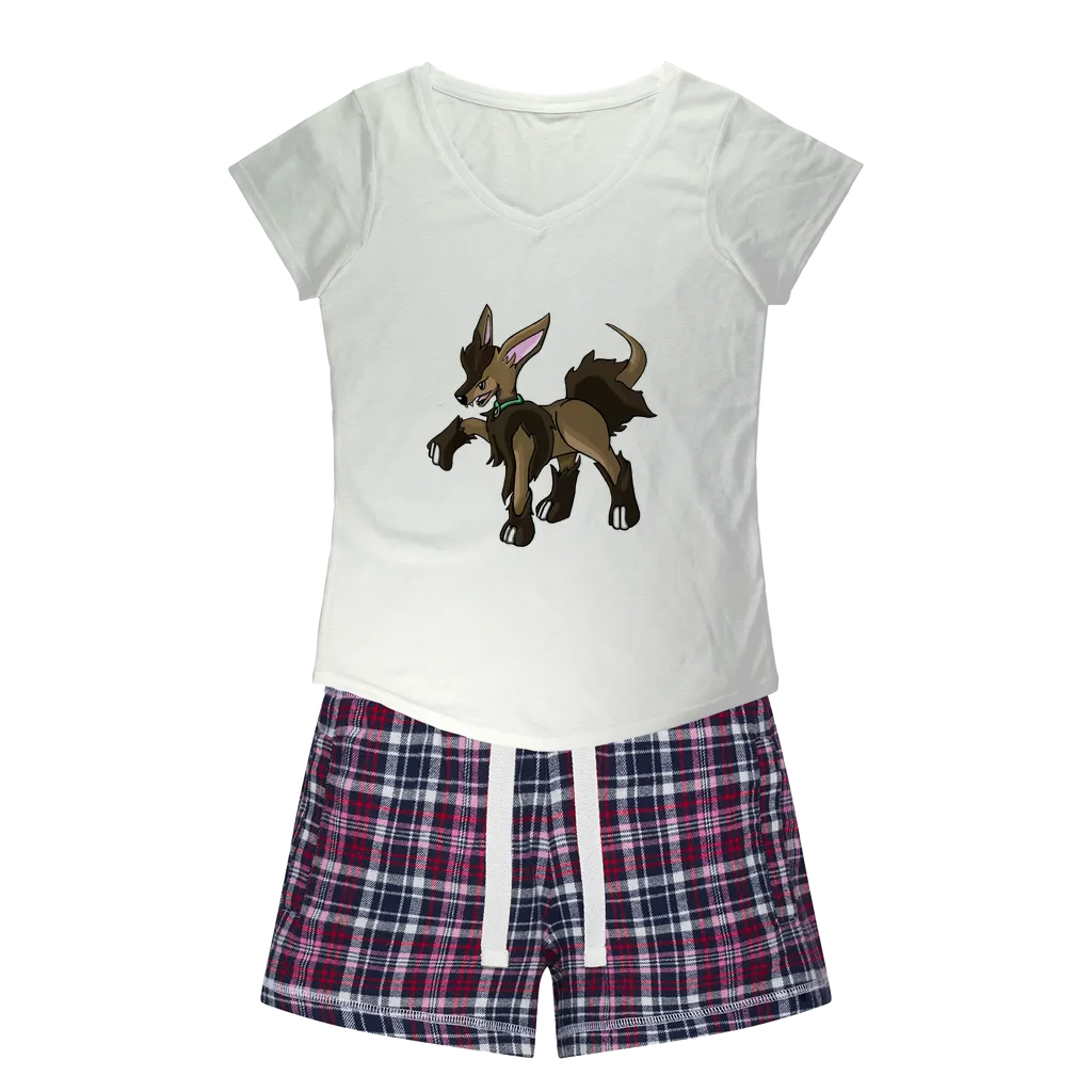 Chihuahun Women's Sleepy Tee and Flannel Short