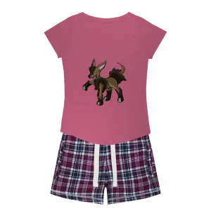 Chihuahun Women's Sleepy Tee and Flannel Short