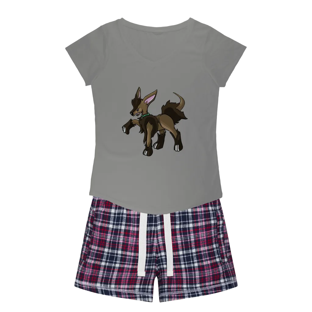 Chihuahun Women's Sleepy Tee and Flannel Short