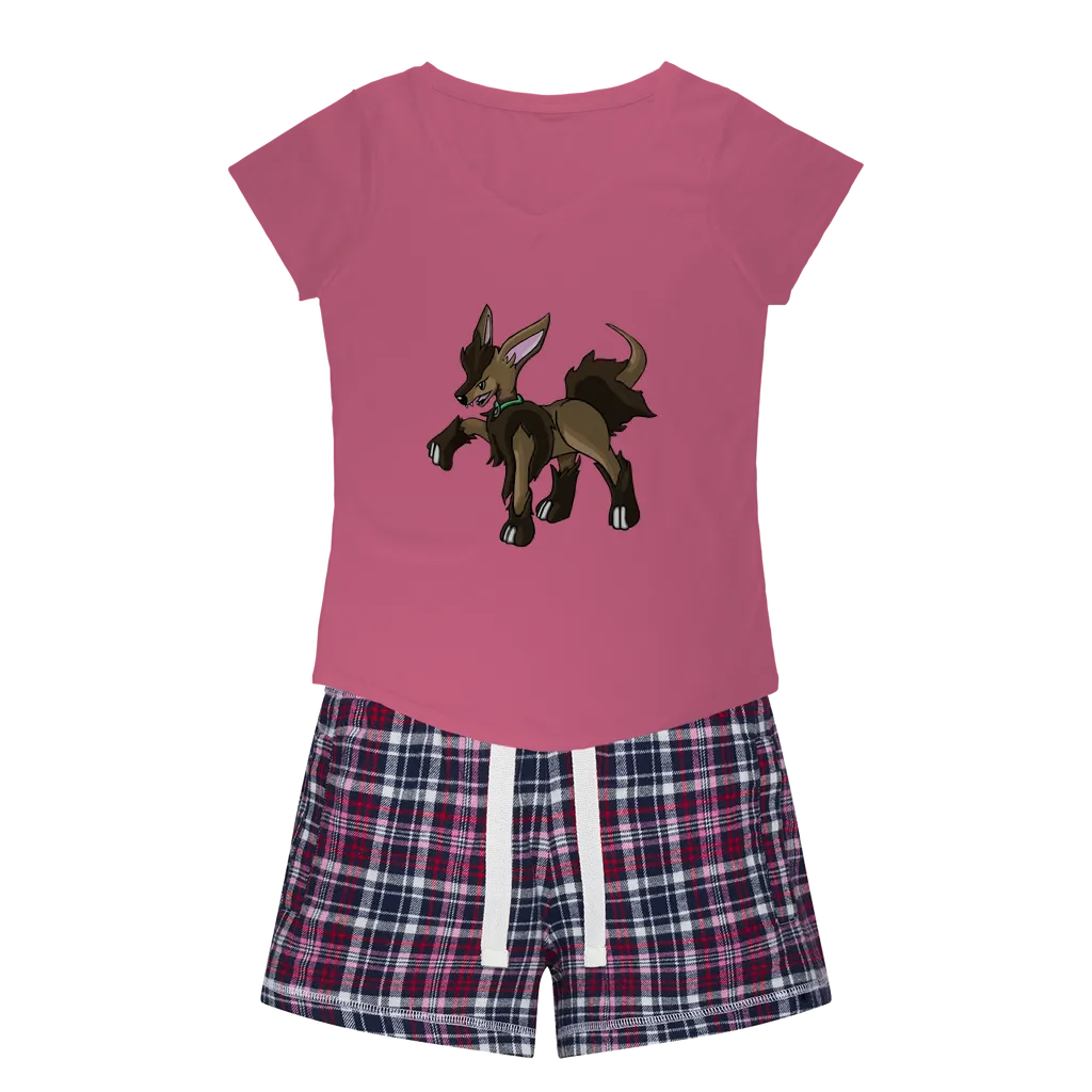 Chihuahun Women's Sleepy Tee and Flannel Short