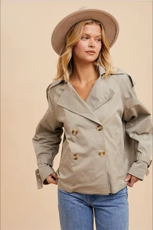 Cotton Blend Short Trench Jacket