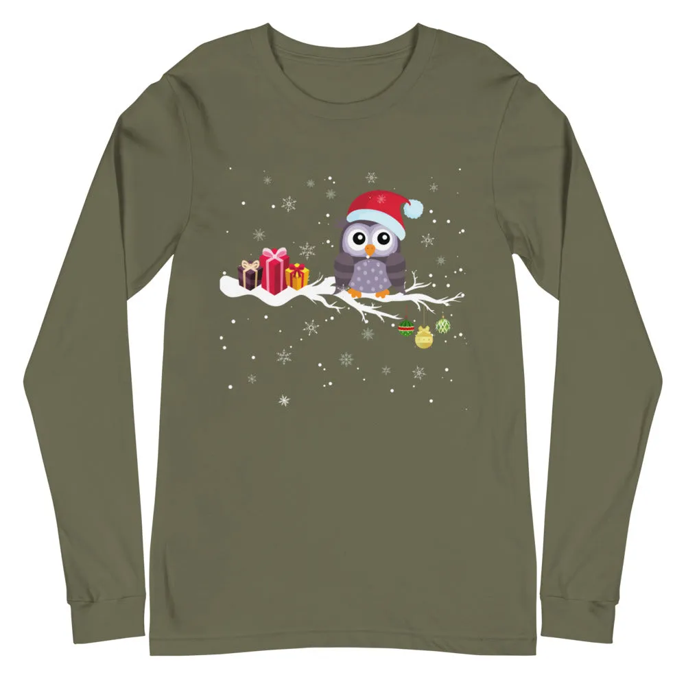 Cute Christmas Owl Long Sleeve Tee, lioness-love