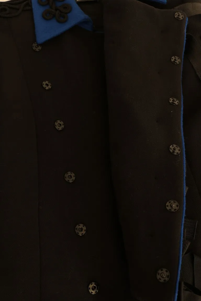 Dolce & Gabbana Chic Black & Blue Short Trench Jacket