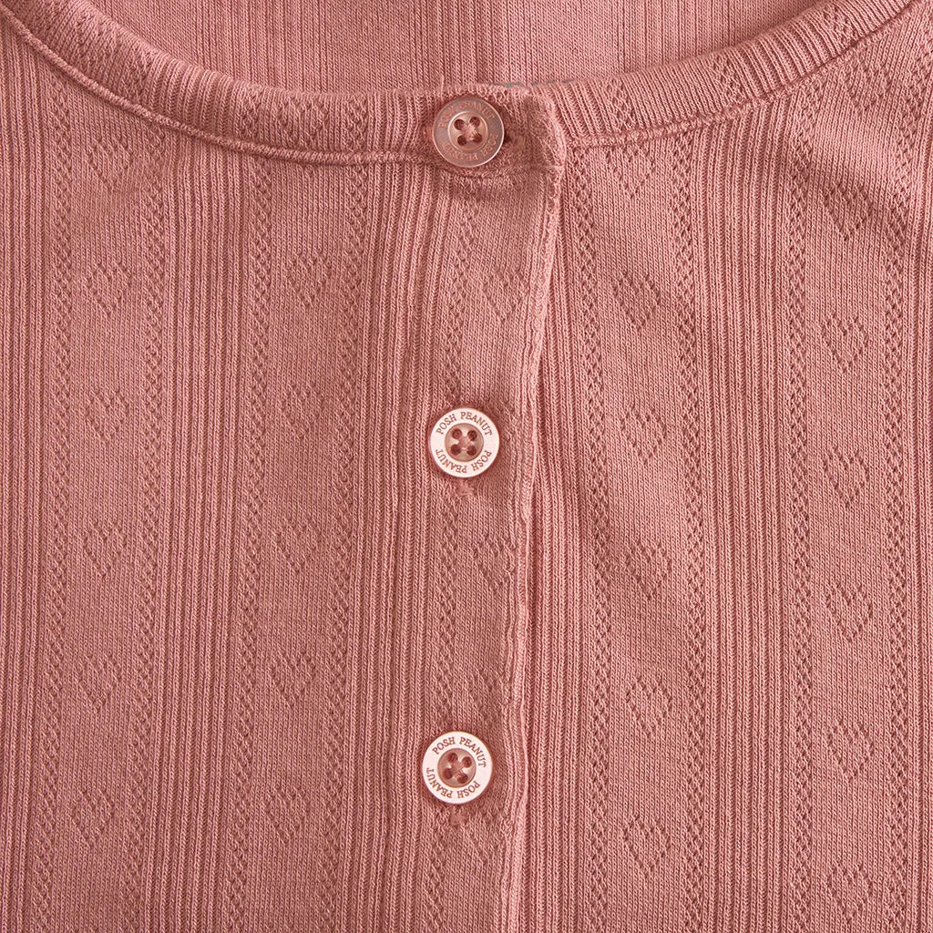 Dusty Rose Women's Pointelle Henley Top
