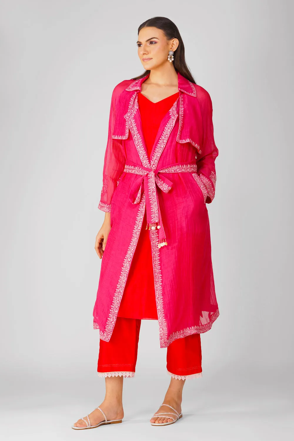 Flower Border Summer Trench Set