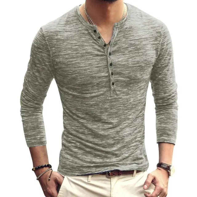 Funki Buys | Shirts | Men's Casual Long Sleeve V-Neck Tee Shirt