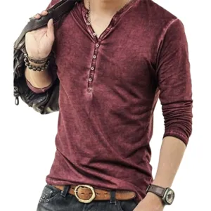 Funki Buys | Shirts | Men's Casual Long Sleeve V-Neck Tee Shirt