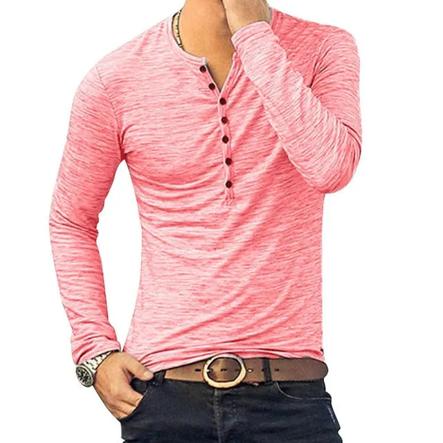 Funki Buys | Shirts | Men's Casual Long Sleeve V-Neck Tee Shirt