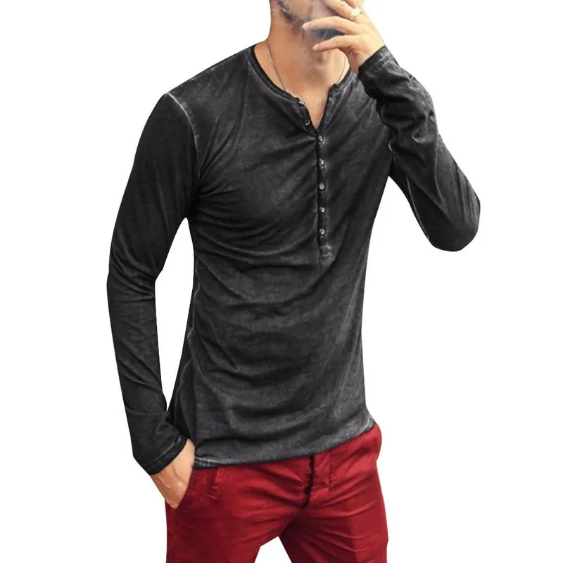 Funki Buys | Shirts | Men's Casual Long Sleeve V-Neck Tee Shirt