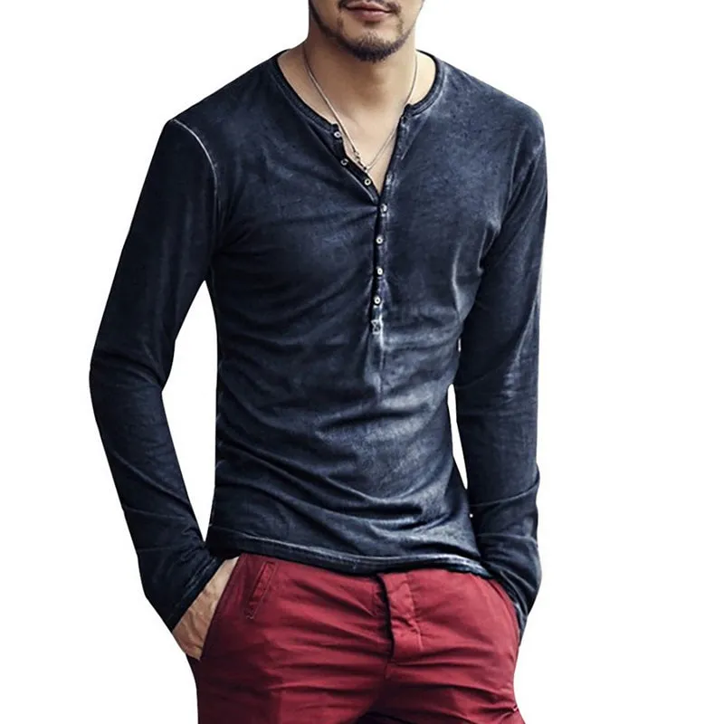 Funki Buys | Shirts | Men's Casual Long Sleeve V-Neck Tee Shirt