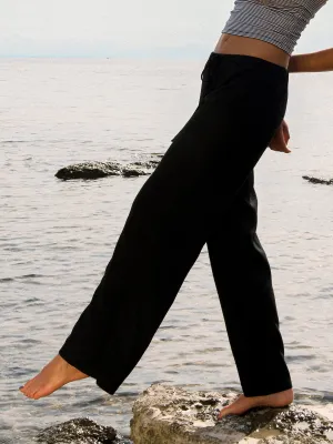 HARLOW LANA LINEN PANT - BLACK