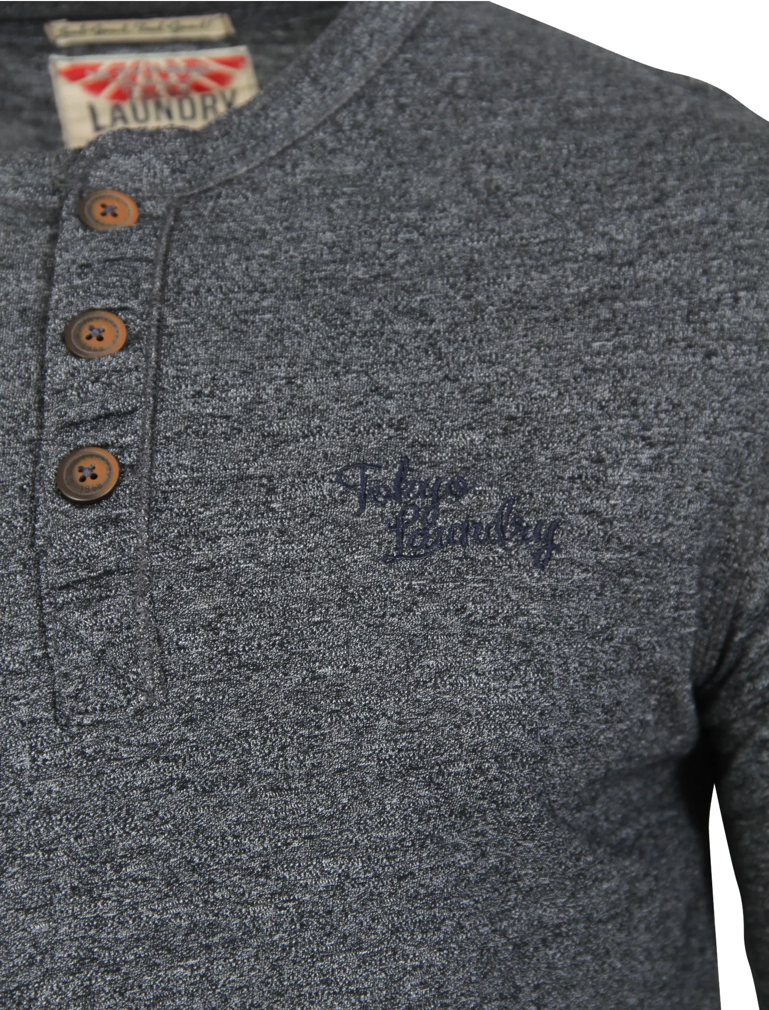 Henley Slub Long Sleeve Top in Dark Navy - Tokyo Laundry