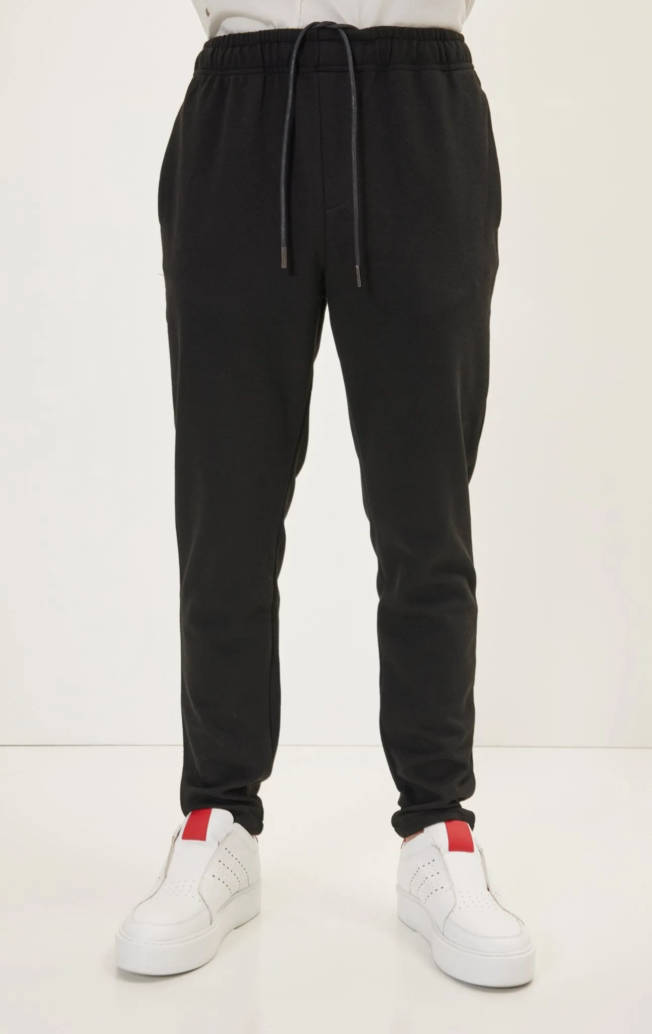 Hidden Drawstring Relaxed Pants - Black