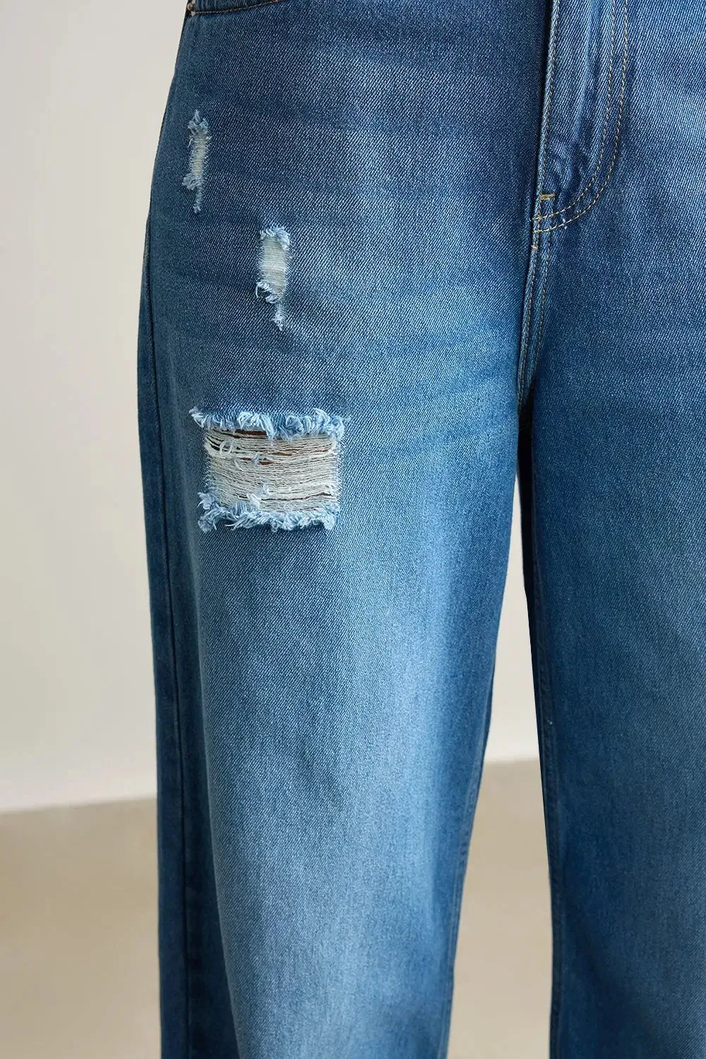 High Waisted Ultra Wide Mid Blue Jeans