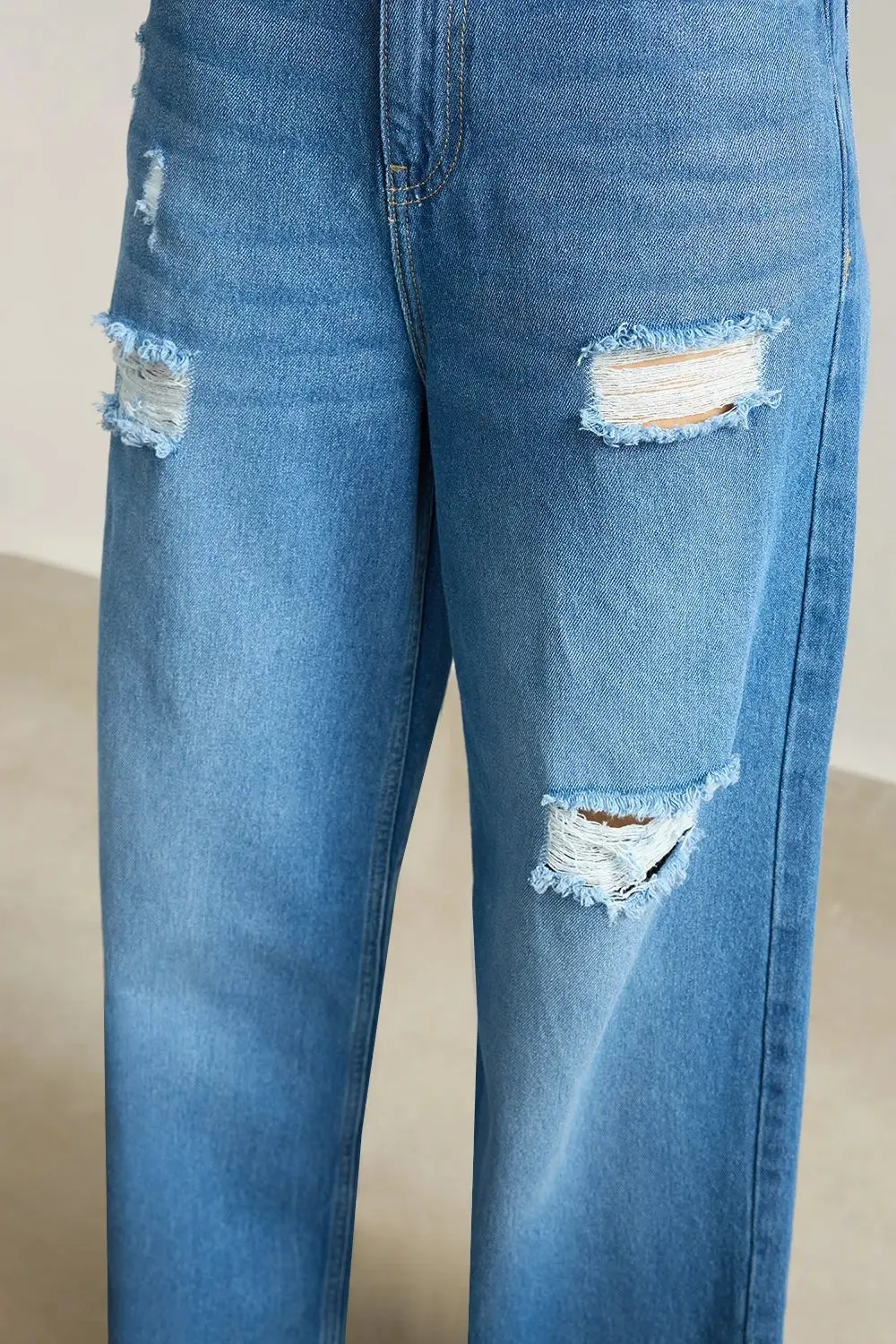 High Waisted Ultra Wide Mid Blue Jeans