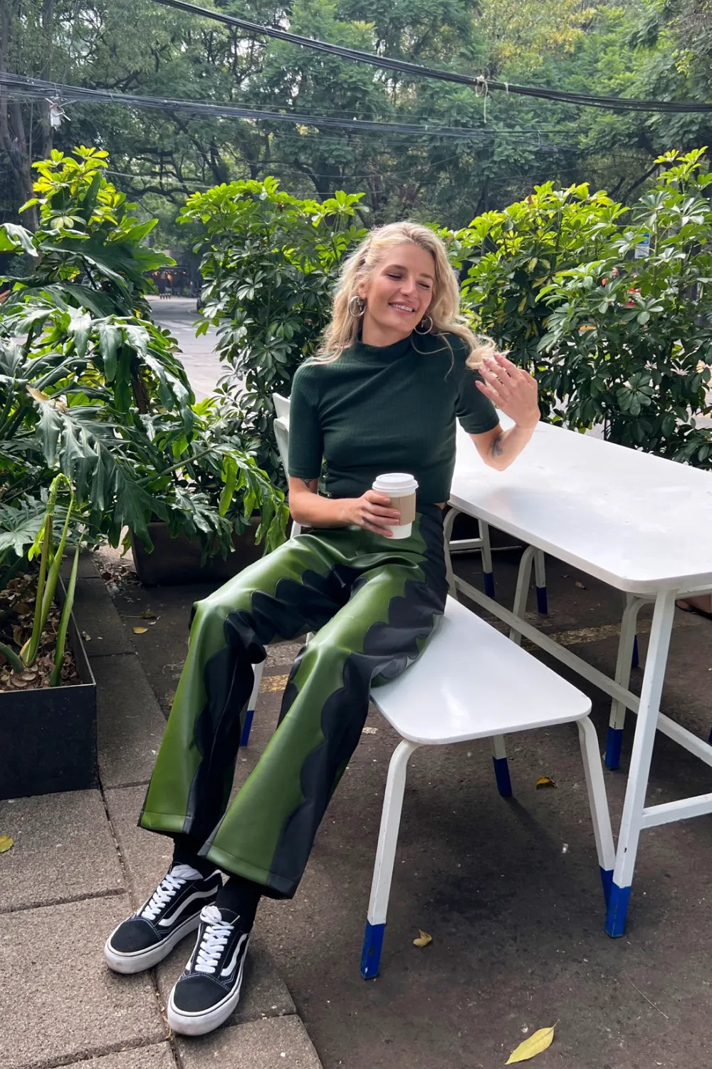 Khaki Scallop Trousers In Cactus