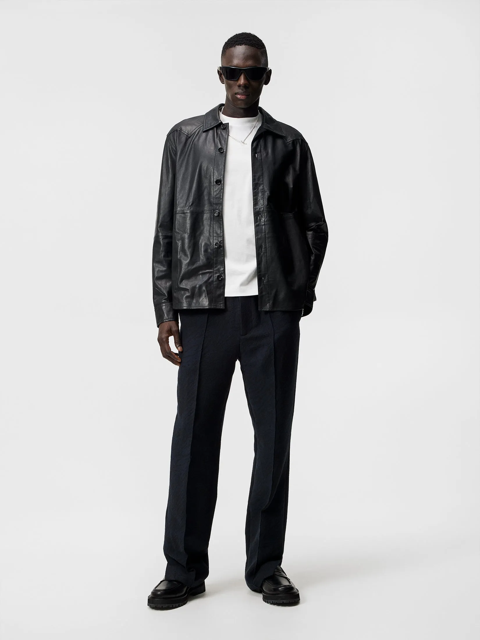 Landon Leather overshirt / Black