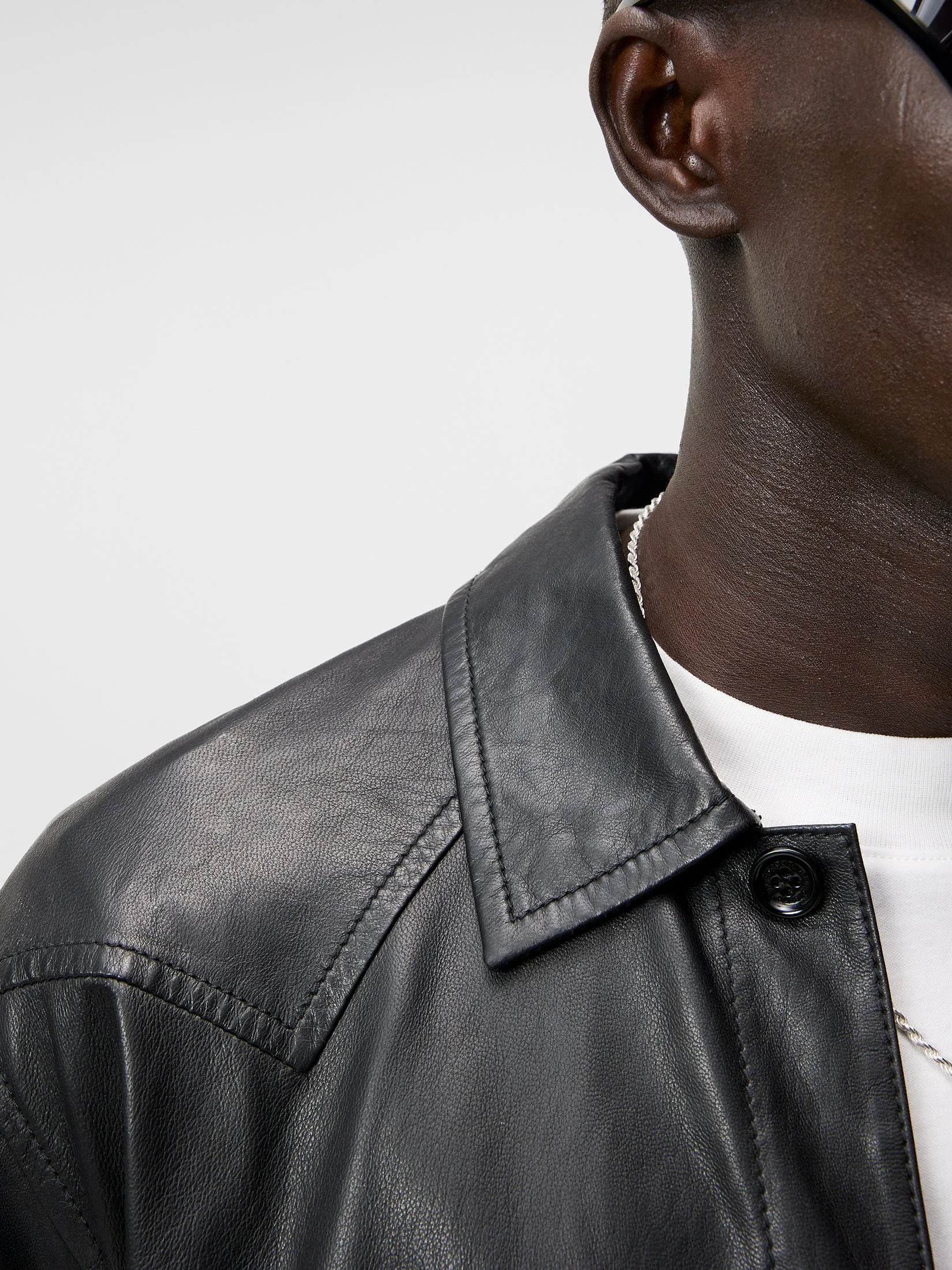 Landon Leather overshirt / Black