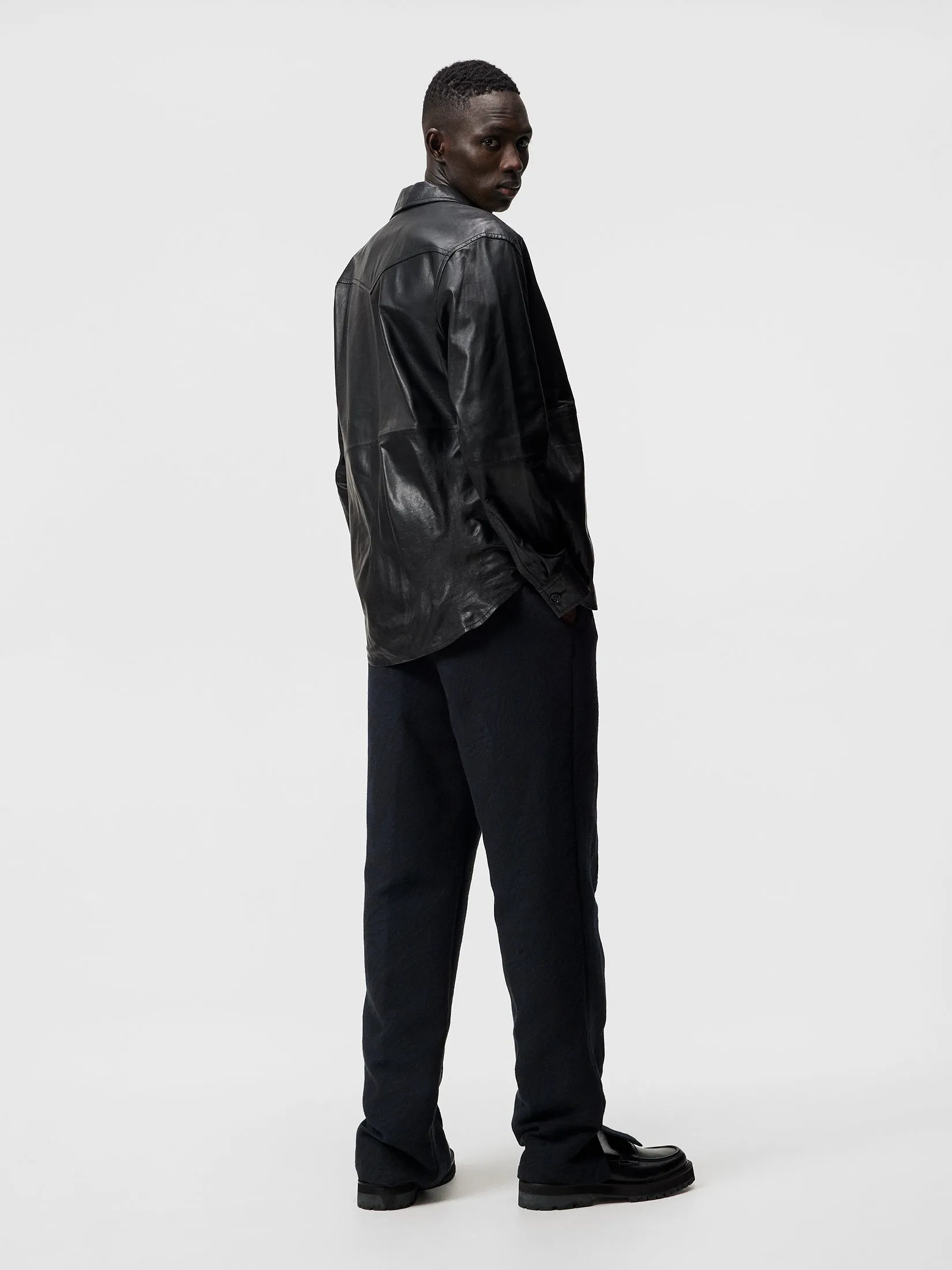 Landon Leather overshirt / Black