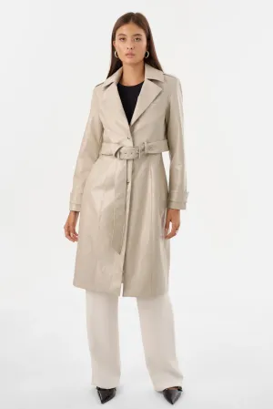 Larmarque Katija Faux Leather Trench Jacket in Clay