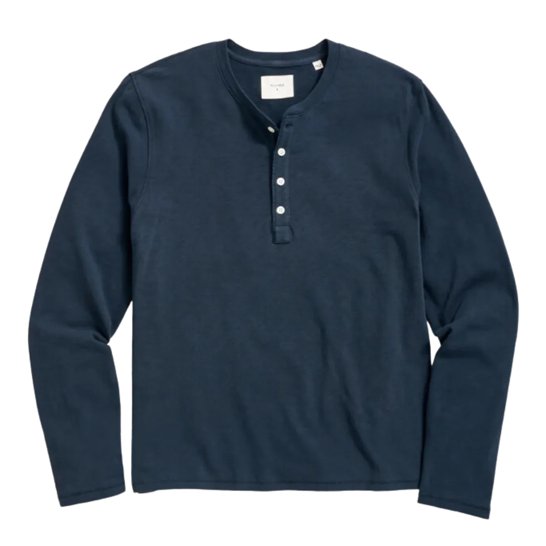 Long Sleeve Organic Cotton Henley - Carbon Blue