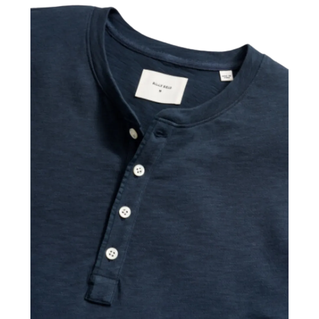 Long Sleeve Organic Cotton Henley - Carbon Blue