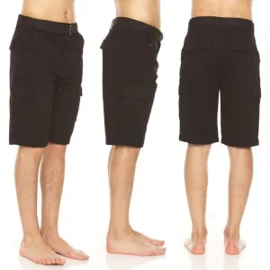 Men's Cotton Twill Belted Cargo Shorts