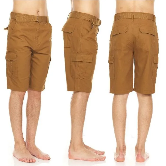 Men's Cotton Twill Belted Cargo Shorts