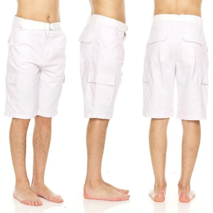 Men's Cotton Twill Belted Cargo Shorts