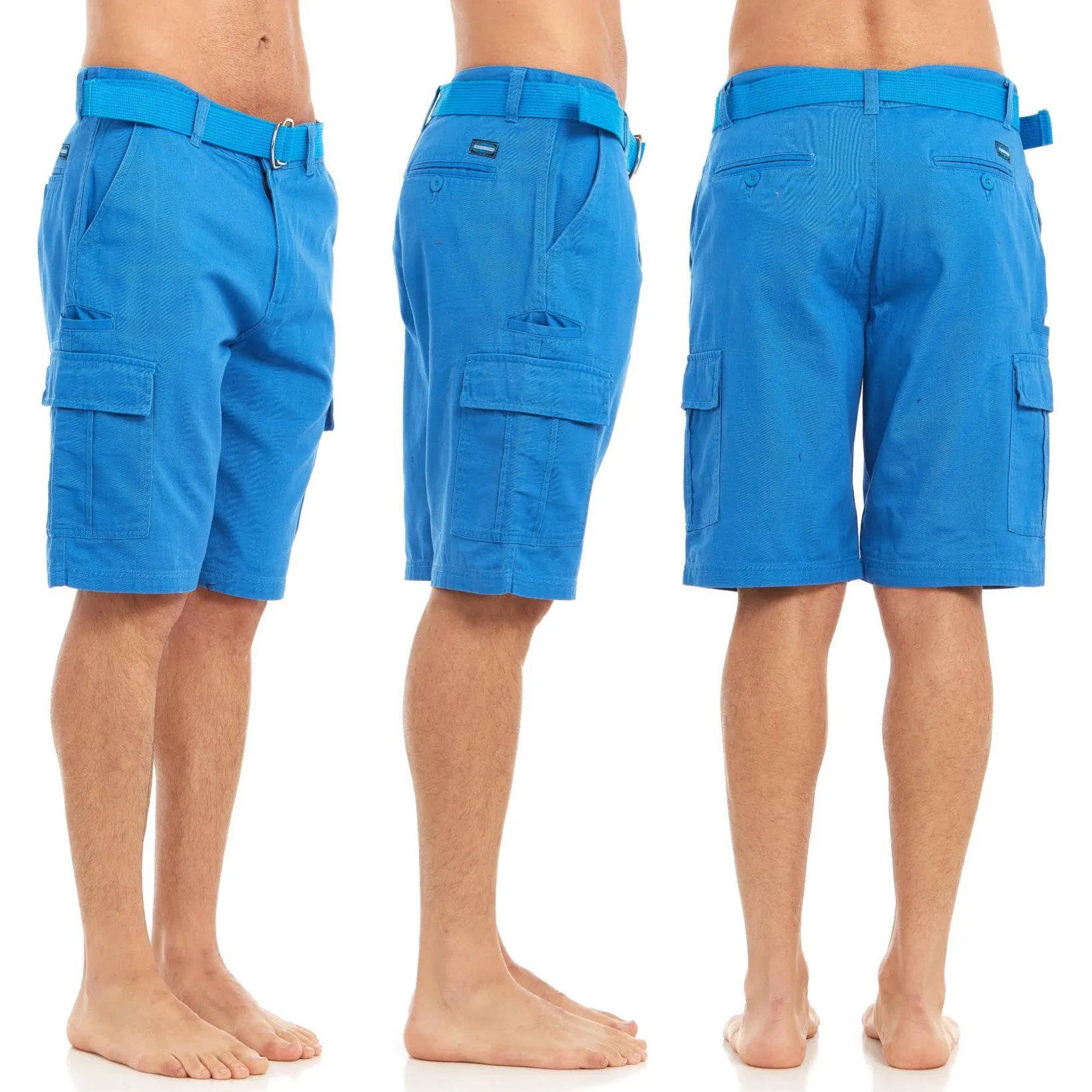 Men's Cotton Twill Belted Cargo Shorts