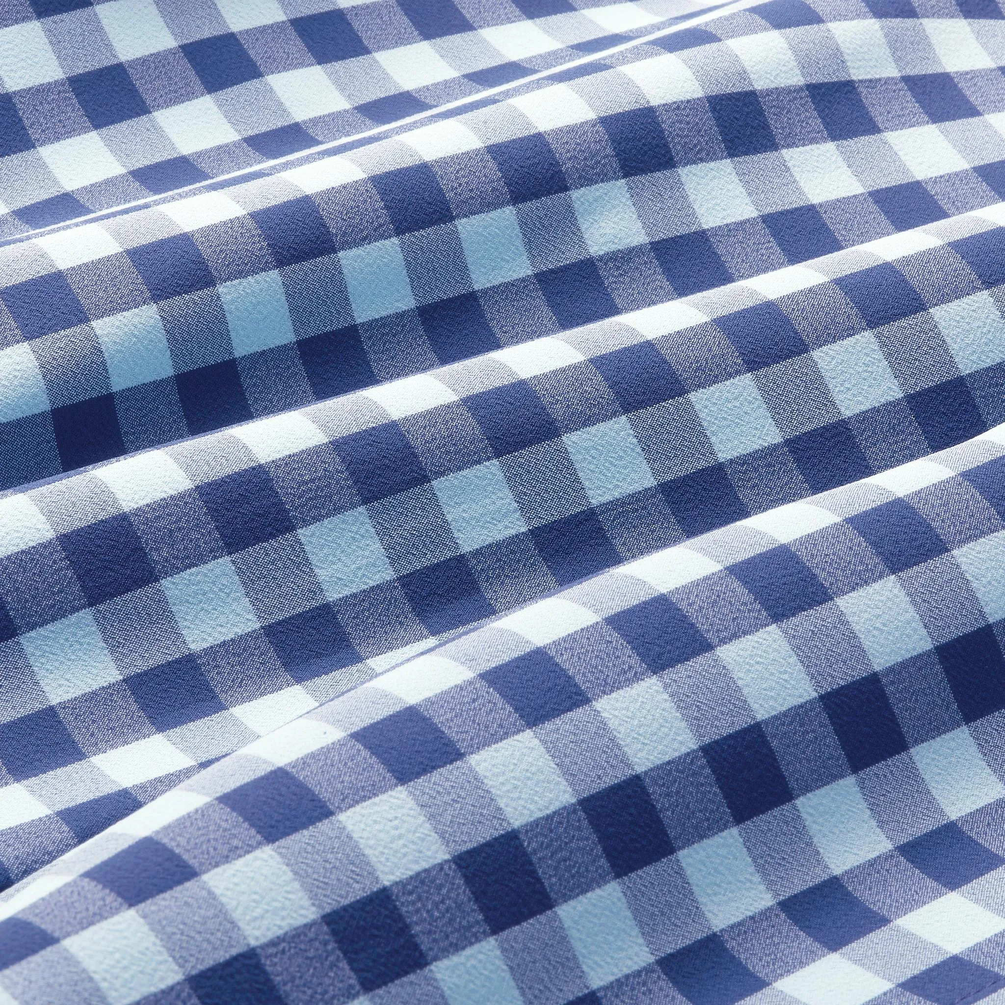 Men's Mizzen   Main | Leeward Trim Long Sleeve | Navy Aqua Gingham