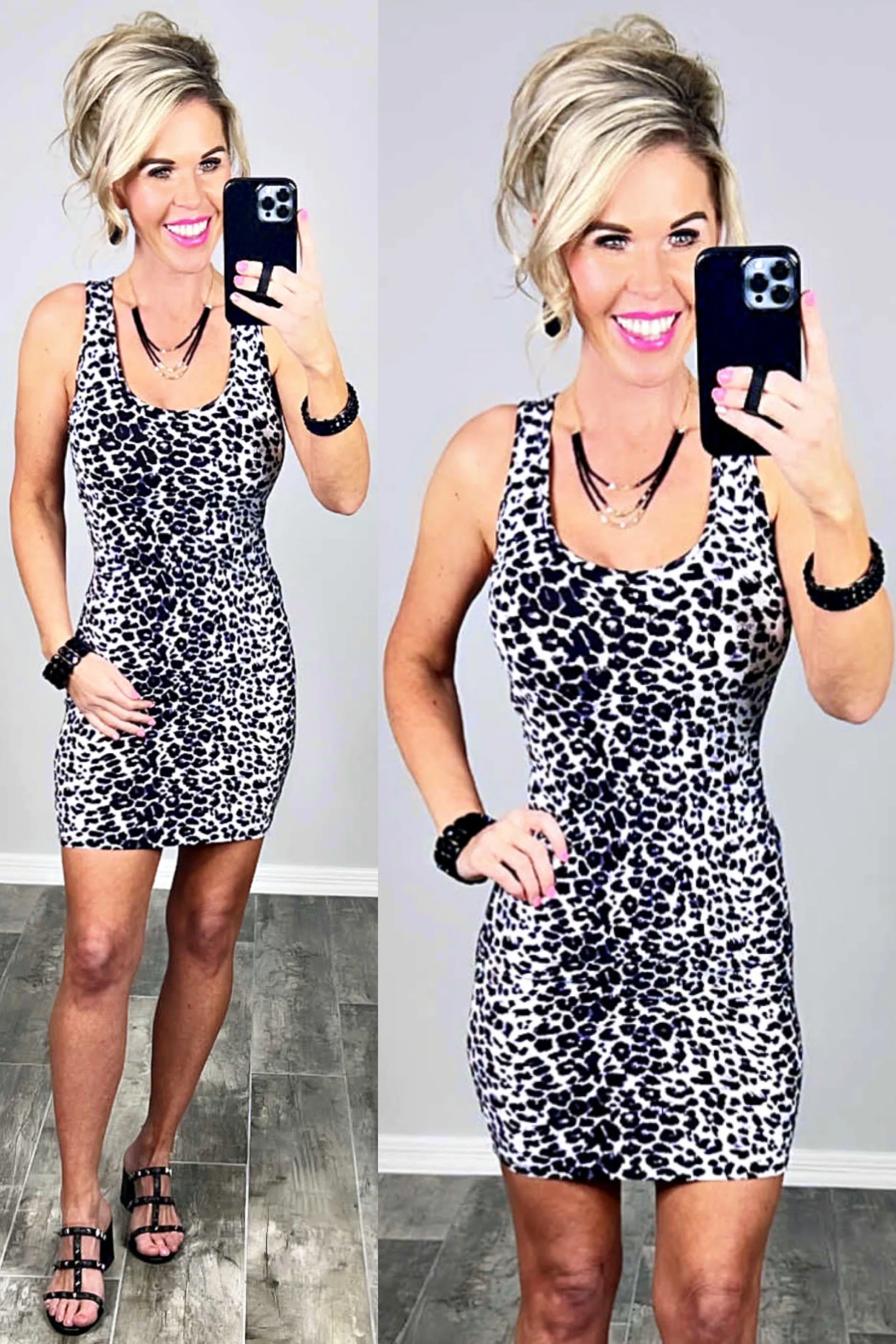Obsessed with Leopard Dress - Grey
