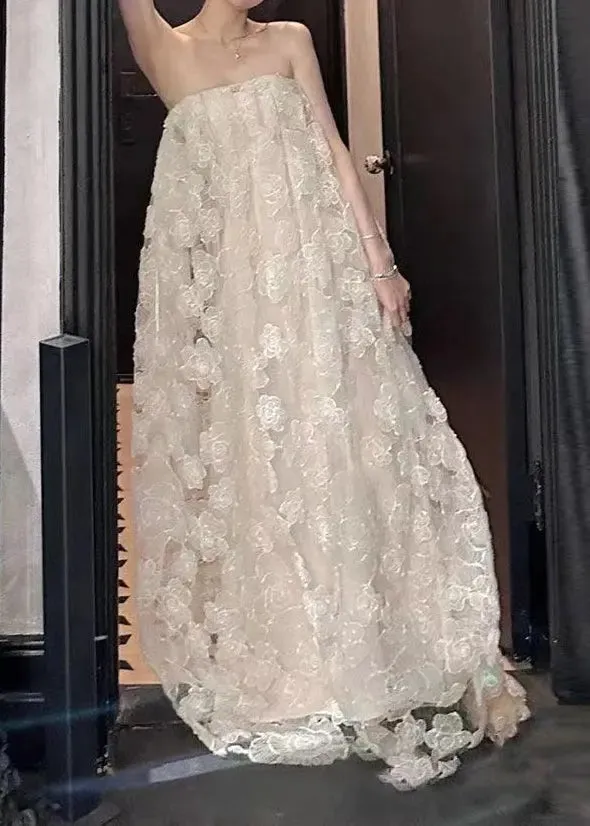 Off The Shoulder Flower Tulle Sexy Long Dress