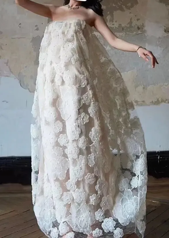 Off The Shoulder Flower Tulle Sexy Long Dress