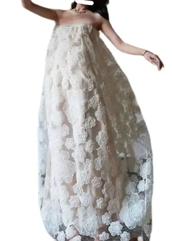 Off The Shoulder Flower Tulle Sexy Long Dress
