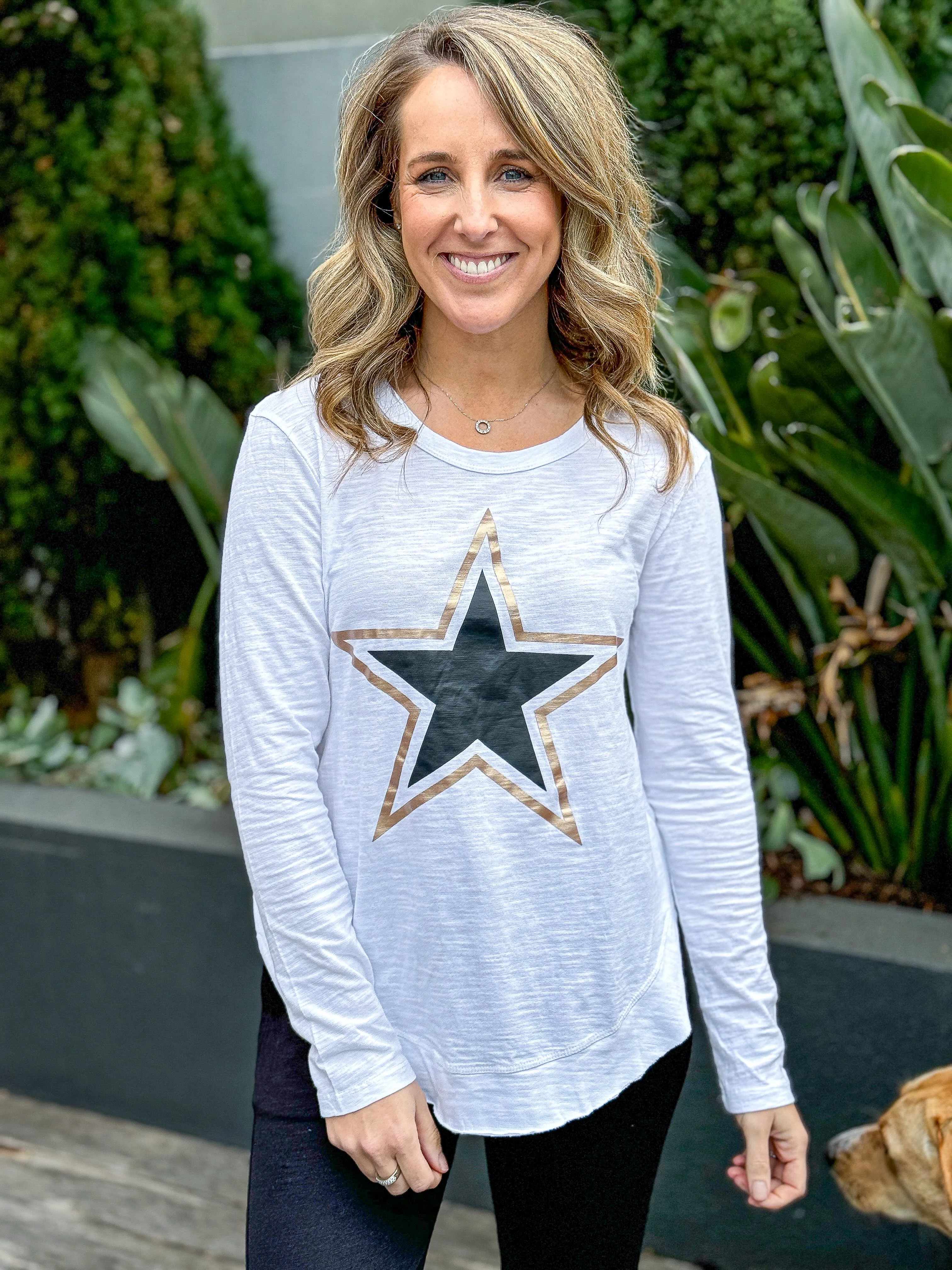 Perry Black Star Long Sleeve Tee - White