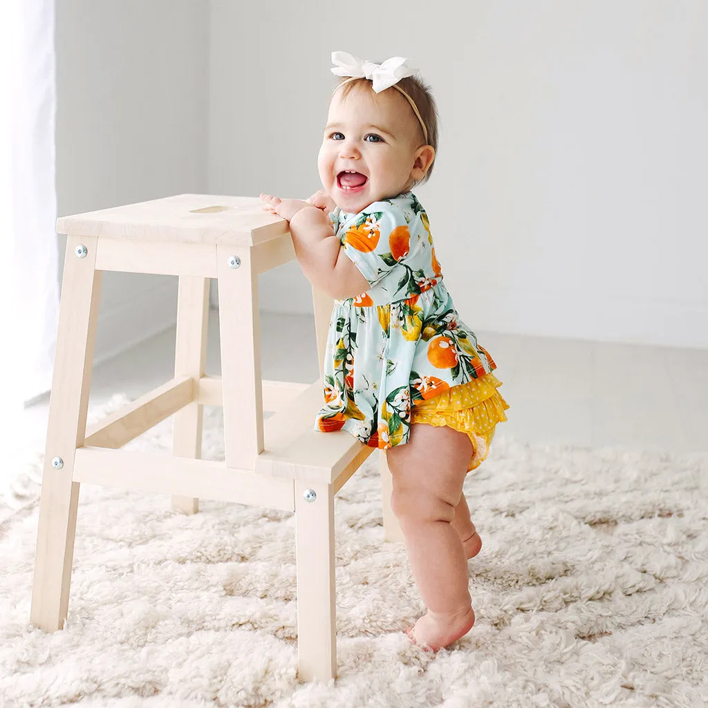 Posh Peanut Mirabella Ruffled Capsleeve Henley Peplum Top & Bloomer Set
