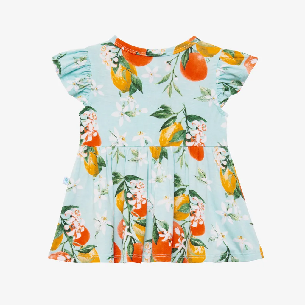 Posh Peanut Mirabella Ruffled Capsleeve Henley Peplum Top & Bloomer Set