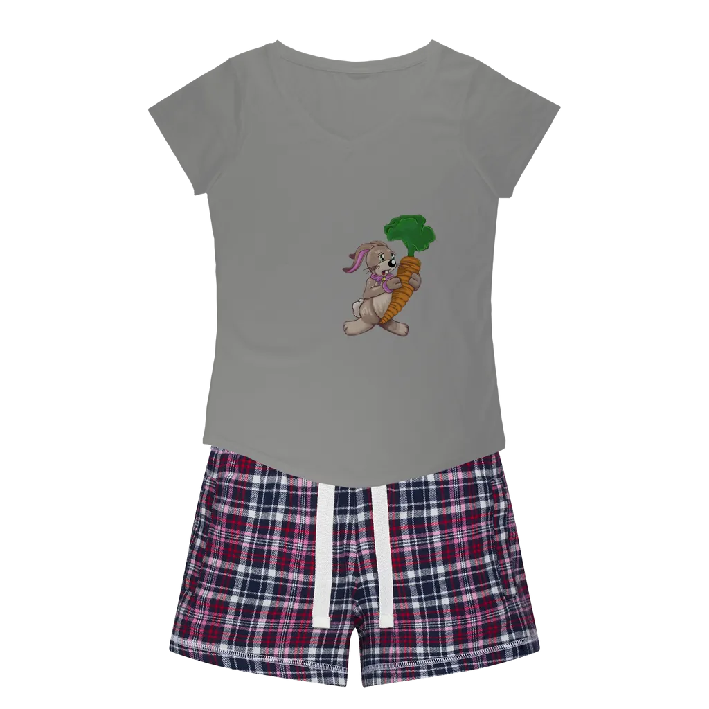 RabbitwithCarrot Women's Sleepy Tee and Flannel Short