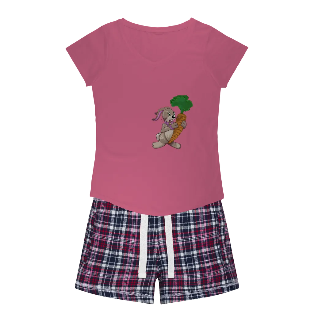 RabbitwithCarrot Women's Sleepy Tee and Flannel Short
