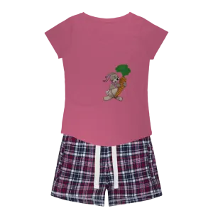RabbitwithCarrot Women's Sleepy Tee and Flannel Short