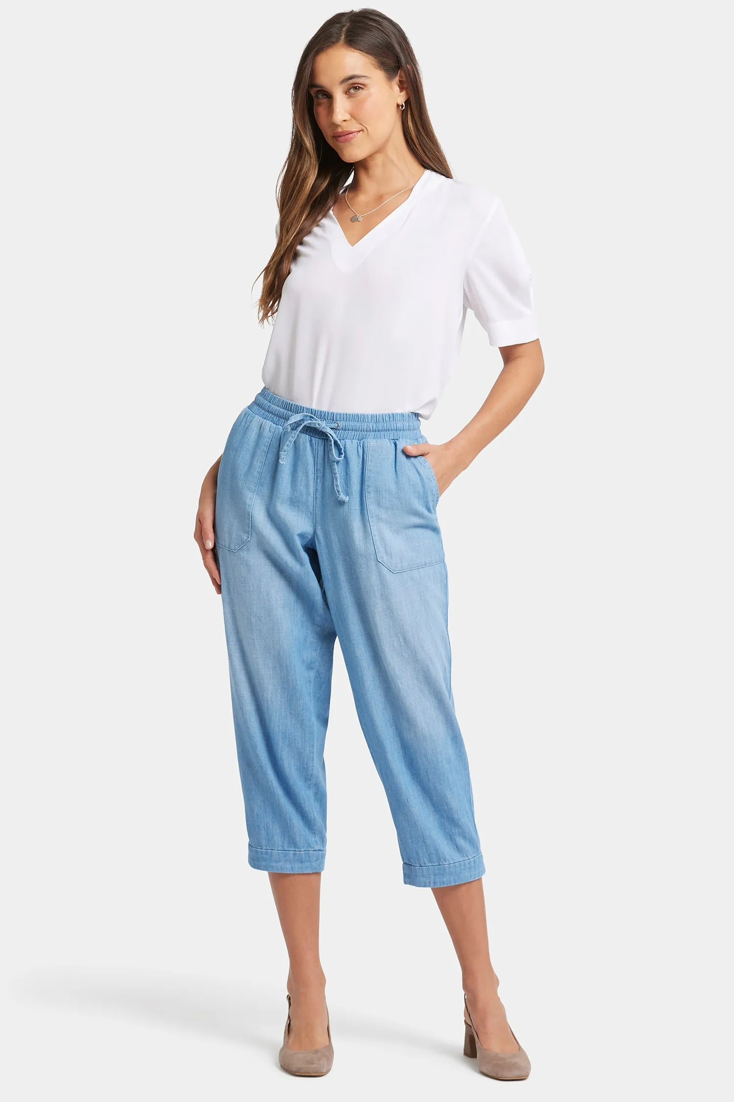 Relaxed Drawstring Cargo Pull-On Pants - Riviera Sky