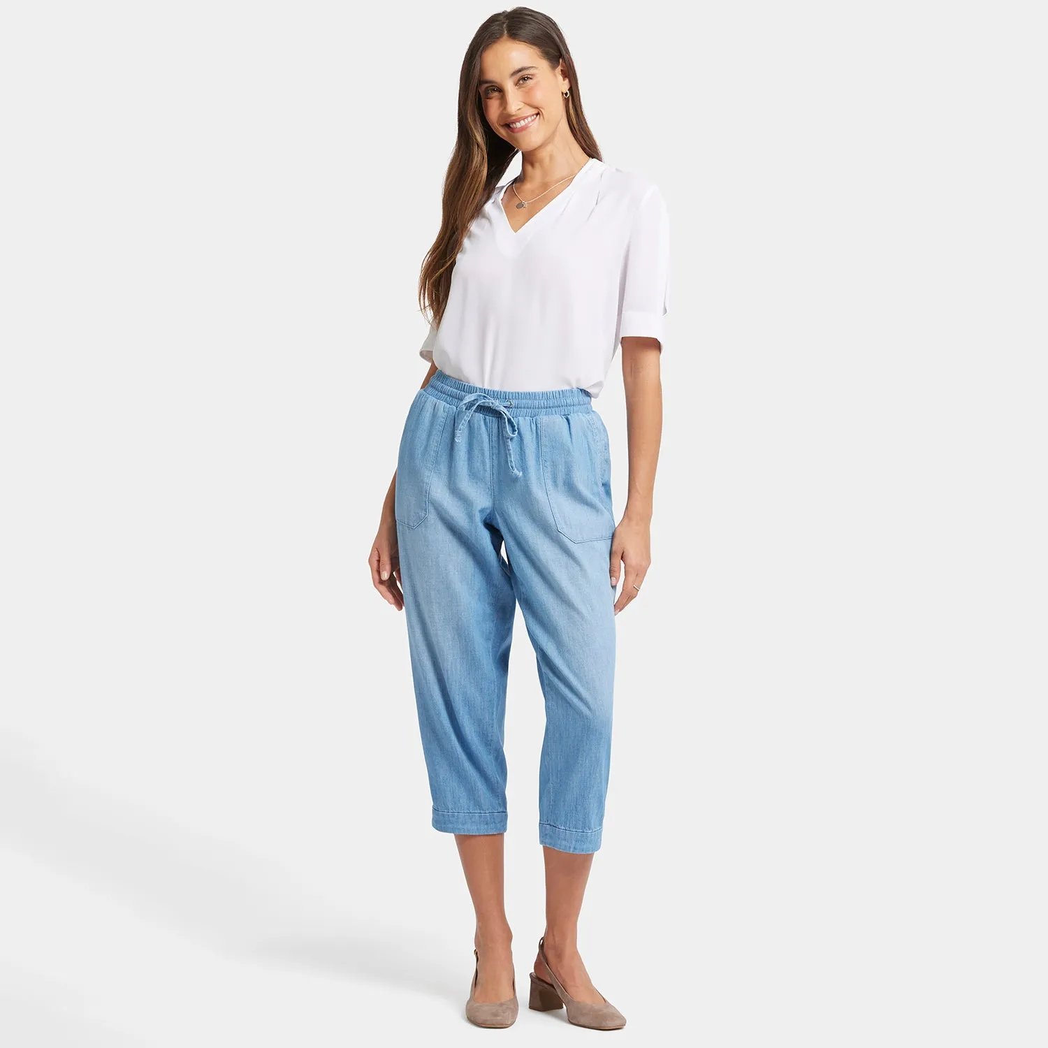 Relaxed Drawstring Cargo Pull-On Pants - Riviera Sky