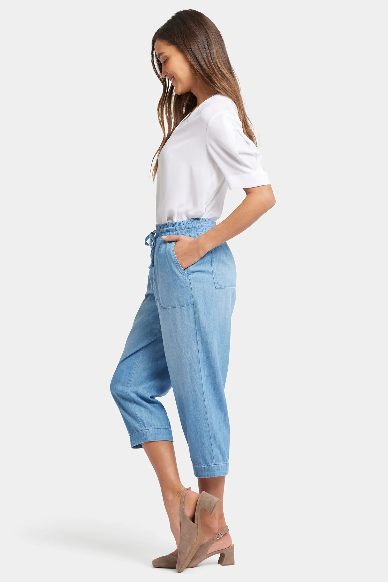 Relaxed Drawstring Cargo Pull-On Pants - Riviera Sky