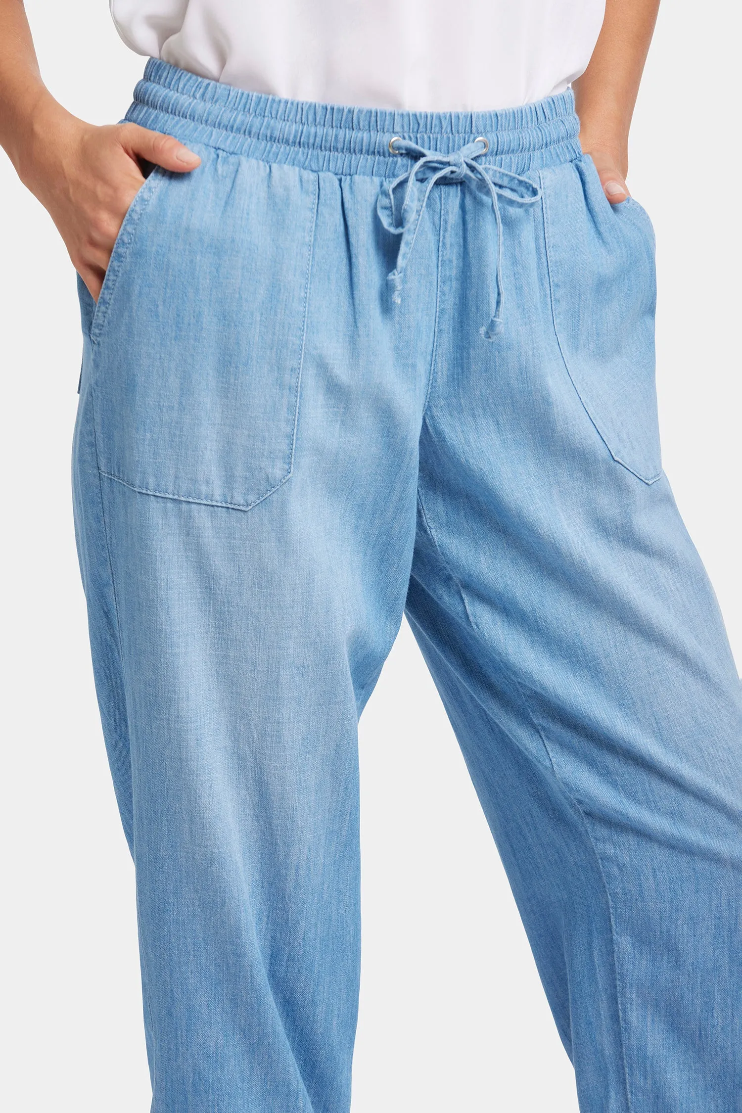 Relaxed Drawstring Cargo Pull-On Pants - Riviera Sky